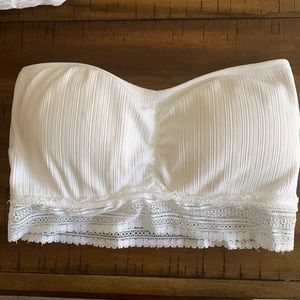 White padded lace lined bandeau bralette